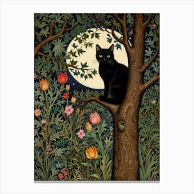 Cat In A Tree Style William Morris Canvas Print