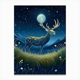 Deer In The Night Canvas Print