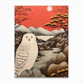 Bird Illustration Snowy Owl 2 Canvas Print