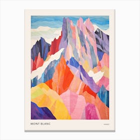 Mont Blanc France 4 Colourful Mountain Illustration Poster Canvas Print