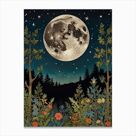 Moonlight In The Woods Style William Morris 6 Canvas Print