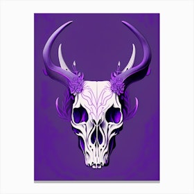 Animal Skull Purple 2 Line Drawing Canvas Print