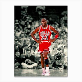 Guard Michael Jordan Of The Chicago Bulls In Action Canvas Print