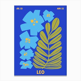 Leo Print Zodiac Poster Astrology Wall Decor Flower Market Botanical Canvas Print