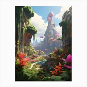 A Lush Forest Filled With Vibrant Colours Canvas Print