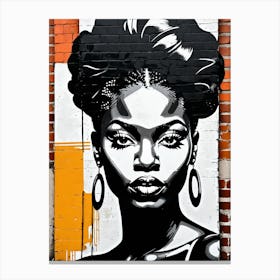 Vintage Graffiti Mural Of Beautiful Black Woman 20 Canvas Print