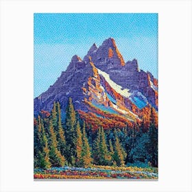 Grand Teton National Park United States Of America Pointillism Canvas Print