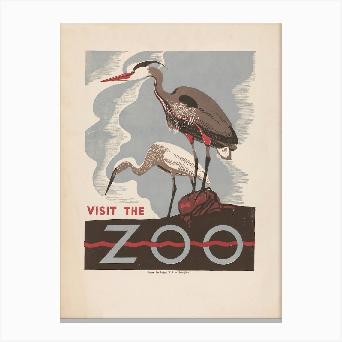 Visit The Zoo Vintage Poster Canvas Print by Fy! Classic Art Prints and Posters