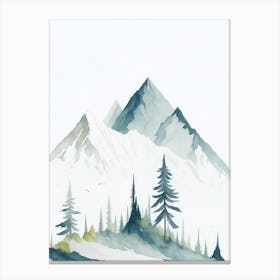 Mountain And Forest In Minimalist Watercolor Vertical Composition 150 Canvas Print