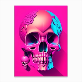 Skull With Surrealistic Elements 1 Pink Pop Art Canvas Print