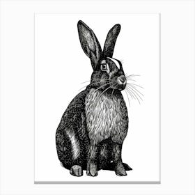 Harlequin Blockprint Rabbit Illustration 2 Canvas Print