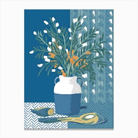 Blue Vase With Flowers 1 Canvas Print