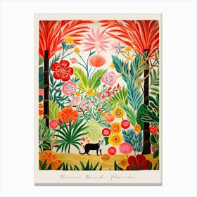 Poster Of Miami Beach, Florida, Matisse And Rousseau Style 2 Canvas Print