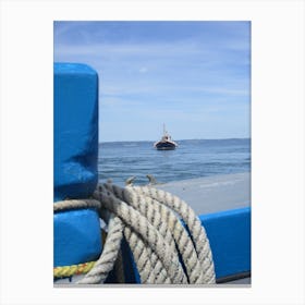 Blue boat and rope Canvas Print