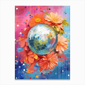 Disco Ball And Peonies Still Life 3 Canvas Print