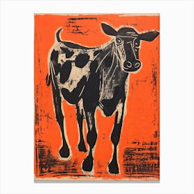 Cow, Woodblock Animal  Drawing 3 Canvas Print