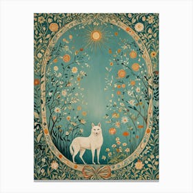 Floral White Wolf Canvas Print