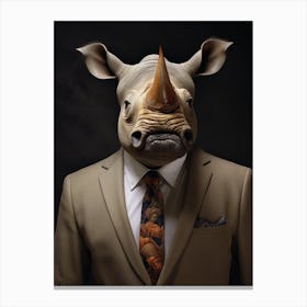 Rhinoceros Wearing A Suit 1 Canvas Print