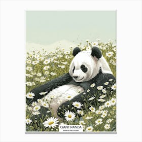 Giant Panda Resting In A Field Of Daisies Poster 10 Canvas Print