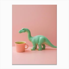 Pastel Toy Dinosaur With A Matcha Latte 2 Canvas Print