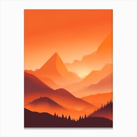 Misty Mountains Vertical Composition In Orange Tone 306 Canvas Print