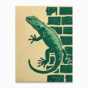Lizard On The Brick Wall Bold Block 1 Canvas Print