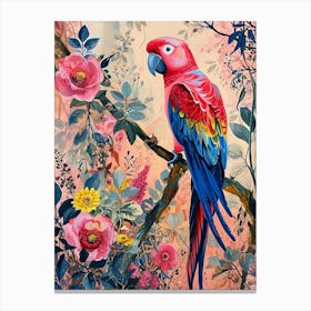 Floral Animal Painting Parrot 4 Canvas Print