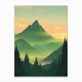 Misty Mountains Vertical Composition In Green Tone 207 Canvas Print