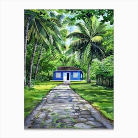 Blue House In The Forest Canvas Print