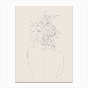 Woman With Flowers Minimal Line III Canvas Print