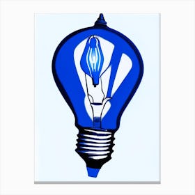 Lightbulb Symbol Blue And White Line Drawing Canvas Print