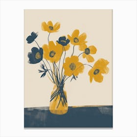 Anemone Flowers On A Table   Contemporary Illustration 1 Canvas Print