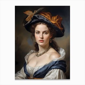 Elegant Classic Woman Portrait Painting (16) Canvas Print