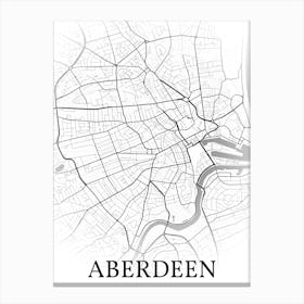 Aberdeen, Scotland, Uk, City Map, Black And White Fade Design Canvas Print