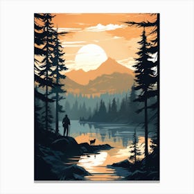 Sunset Landscape In The Forest Canvas Print