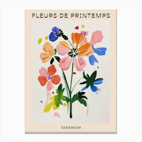 Spring Floral French Poster  Geranium 1 Canvas Print