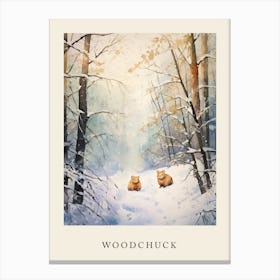 Winter Watercolour Woodchuck 3 Poster Canvas Print