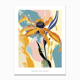 Colourful Flower Illustration Poster Black Eyed Susan 1 Canvas Print