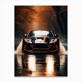 Sports Car In The Rain Canvas Print