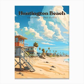 Huntington Beach California Vacation Modern Travel Illustration Canvas Print