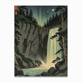 Waterfall At Night Canvas Print