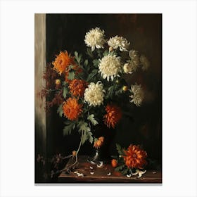 Baroque Floral Still Life Chrysanthemums 1 Canvas Print