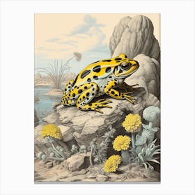 Golden Poison Frog Vintage Botanical 2 Canvas Print