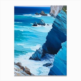 Coastal Cliffs And Rocky Shores Waterscape Marble Acrylic Painting 2 Canvas Print