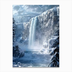 Snowy Winter Waterfall Canvas Print