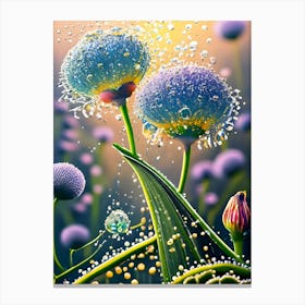 Water Droplets On Flowers Canvas Print
