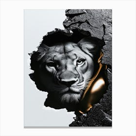 Lion In The Hole Canvas Print