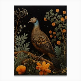 Dark And Moody Botanical Partridge 4 Canvas Print