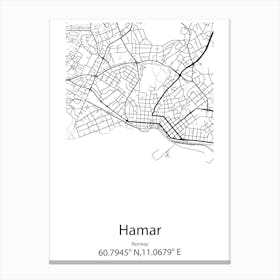 Hamar,Norway Minimalist Map Canvas Print