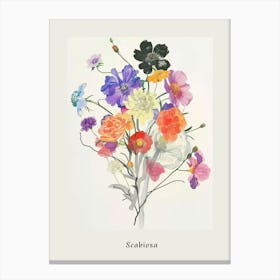 Scabiosa 2 Collage Flower Bouquet Poster Canvas Print